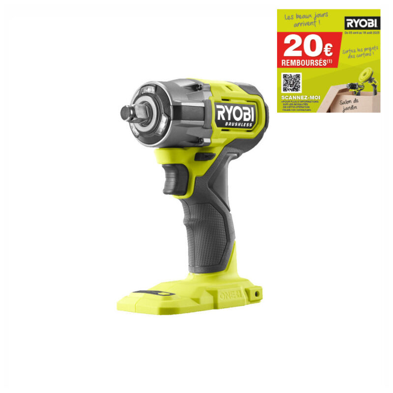 Ryobi - Boulonneuse à chocs Brushless 18V 450 Nm - carré 1/2 - Sans batterie ni chargeur - RIW18CBL-0