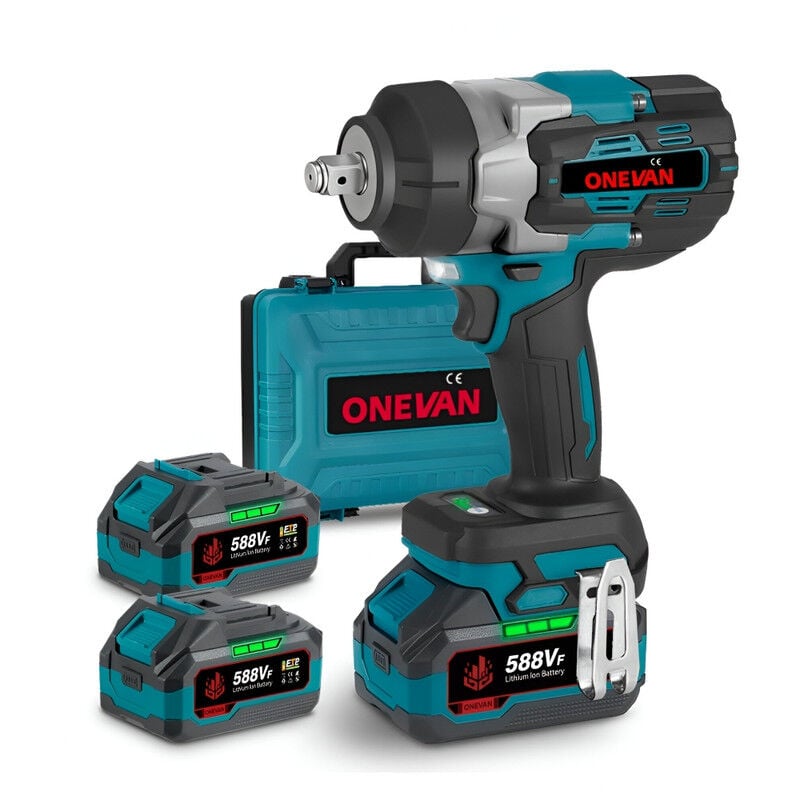 Boulonneuse à chocs ONEVAN 2100Nm ,1/2 Brushless Clé à chocs sans fil Applicable aux gros camions,véhicules porte-conteneurs Avec 588VF batteries