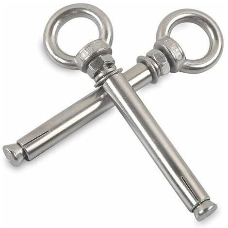 Boulons à Expansion M8 x 100mm Manchon en Acier Boulon à œil 304 Inoxydable Expansion du Béton Ancrage Vis à Oeil Chevilles Boulons 2-Pack