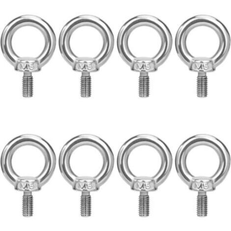 Boulons à Oeil M5 Anneau de Levage Boulon à œil Anneaux Filetage Vis en Acier Inoxydable 304 pour Fixer des Suspendus Relier 8 Pièces