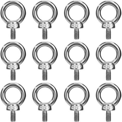 Boulons à Oeil M6 Anneau de Levage Boulon à œil Anneaux Filetage Vis en Acier Inoxydable 304 pour Fixer des Suspendus Relier 12 Pièces