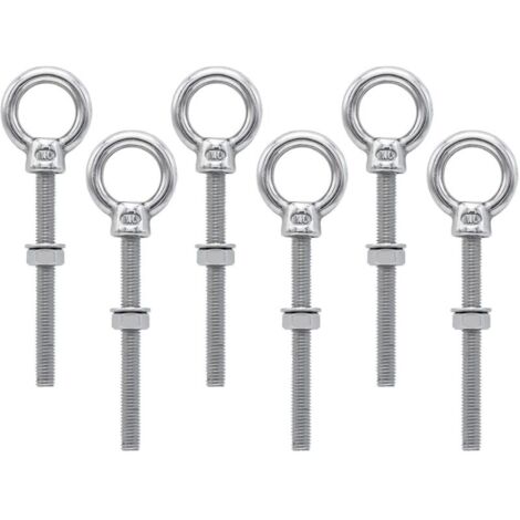 Boulons à oeil M6 x 60 mm Vis à Anneau M6 avec filetage métrique en acier inoxydable pour Fixation et Suspension, 6 pièces