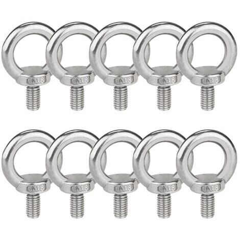 Boulons à œil M8 Anneau de Levage vis à Filetage Mâle en Acier Inoxydable 304 10 PCS Anneaux de Levage, Vis à Oeil Ronde pour Marin Boulons et Équipements de Levage D'Ingénieriedengyank