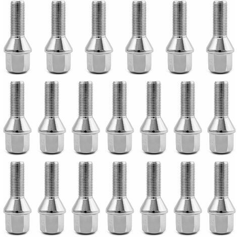 Boulons de Roue , Goujon de Roue , M12 X 1.25 , Tige de 28 mm , Boulons coniques 60 °, Lot de 20