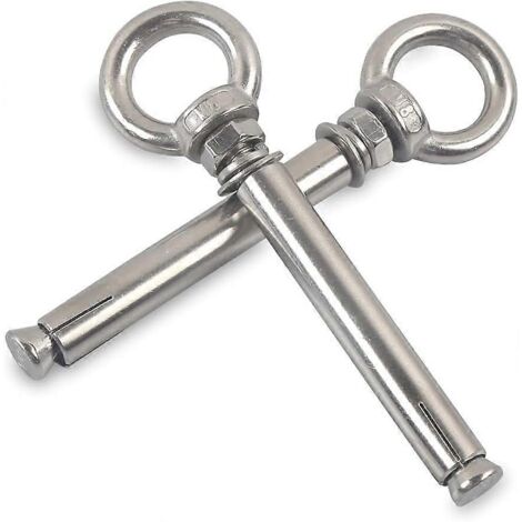 Boulons d'expansion M8 x 100 mm, manchon en acier inoxydable 304, ancrages à œil pour béton, vis à œil, goujons, boulons (lot de 2)
