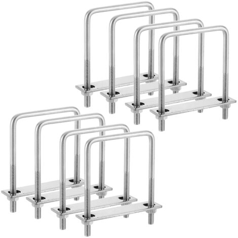 Boulons En u Acier Inoxydable M8 Aavec 16 Écrous Et 8 Plaque De Cadre Pour Remorquage La Réparation Fixation Tuyaus