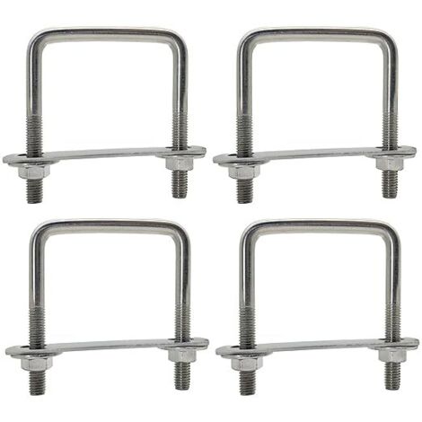 Boulons En U Carré M8 60mmx80mm U-Bolts M8, Diamètre intérieur 60mm, U-Boulons En Acier Inox Avec écrou Et Plaque De Cadre, Boulon En U Pour Fixation De Planches Et Tuyaux (M8-60x80mm)
