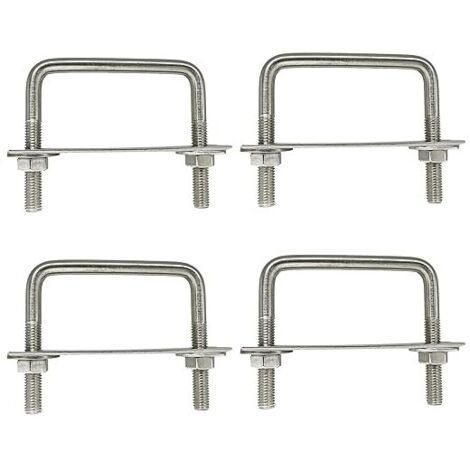 Boulons En U Carré M8 70mmx70mm U-Bolts, Diamètre intérieur 70mm, U-Boulons En Acier Inox Avec écrou Et Plaque De Cadre, Boulon En U Pour Fixation De Planches Et Tuyaux (M8-70x70mm)