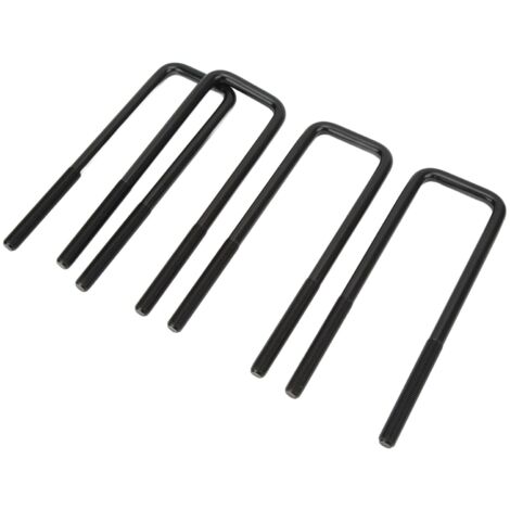 Boulons en U en acier noir 10 pouces, courbure carrée robuste pour essieu arrière, compatible Silverado 1500, pièce de rechange durable.