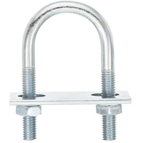 Boulons en U Ronds, 6 Ensembles de 35mm de Largeur Intérieure 75mm de Longueur M8 en Acier au Carbone Zingué U Boulon de Serrage avec Écrous et Plaques, pour Remorque de Bateau