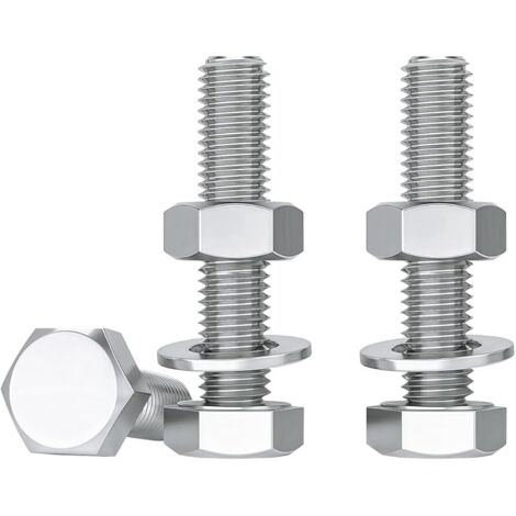 Boulons Et écrous, 10 Pièces M6 X 35mm Boulons à Six Pans Avec écrous et Rondelles Assortiment Acier Inoxydable A2 V2A M6 Vis Inox DIN933 / DIN934 / DIN125