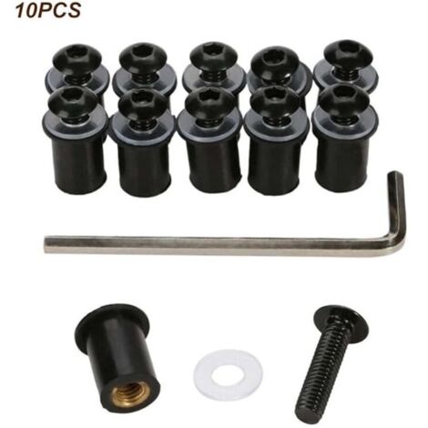 Boulons et Vis du Pare-Brise de Moto,6x18mm Universel Boulons et Vis du Pare-Brise de Moto,10 Pièces Vis de Pare-Brise de Moto,Fixation De Pare-Brise De Moto,Moto Pare-Brise Kit Boulons