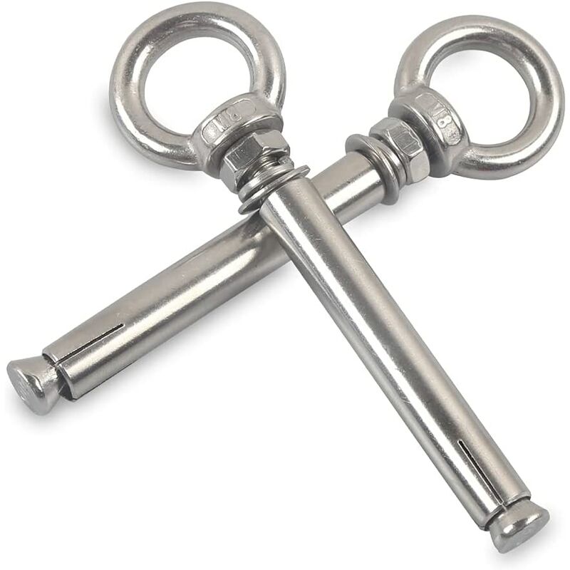 Boulons à Expansion M8 x 100mm Manchon en Acier Boulon à œil 304 Inoxydable Expansion du Béton Ancrage Vis à Oeil Chevilles Boulons 2-Pack