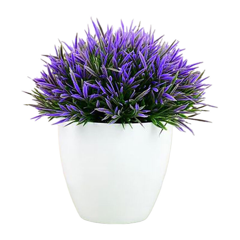 Dare Win Store - Bouquet artificiel avec pot blanc-VIOLET-14.0000cm - violet