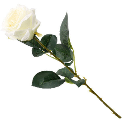 Bouquet artificiel  Roses de Silk Luxe à Haut Réalisme  Anti-Déformation & Résistant au Temps (63cm, Blanc, 1 Rose)