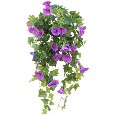Bouquet artificiel,1 branche Extérieure Artificielle Faux Fleurs Arbustes Résistants Aux UV Plantes, Faux Plastique Verdure pour Intérieur Extérieur Plantes Suspendues Jardin Porche Fenêtre Bote Maiso