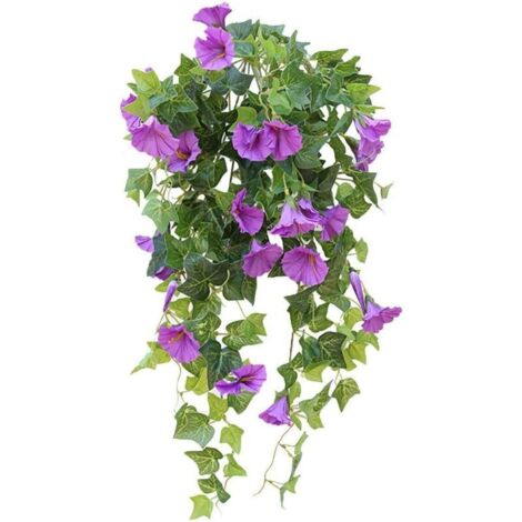 Bouquet artificiel,1 branche Extérieure Artificielle Faux Fleurs Arbustes Résistants Aux UV Plantes, Faux Plastique Verdure pour Intérieur Extérieur Plantes Suspendues Jardin Porche Fenêtre Bote Maiso