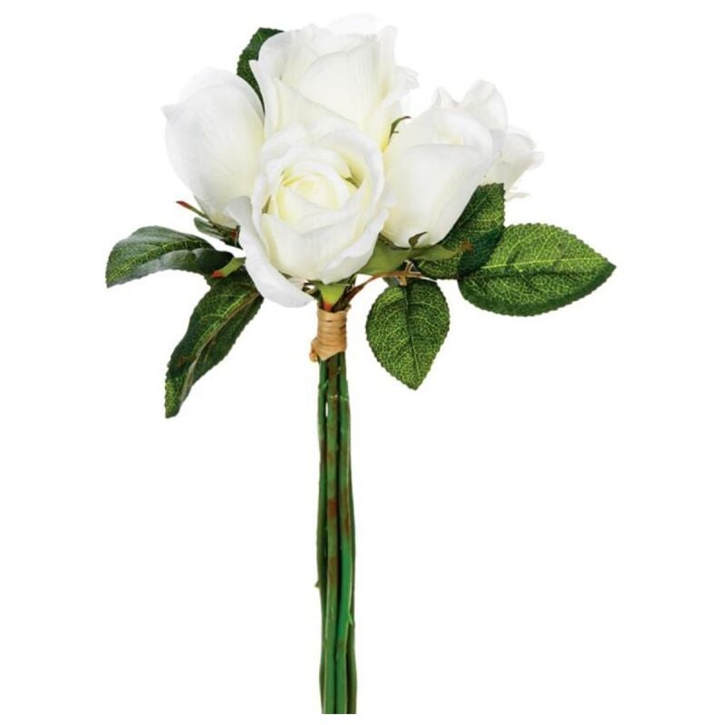 Atmosphera - Bouquet de Fleurs 7 Roses 31cm Blanc