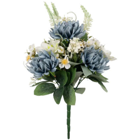 Bouquet de fleurs bleues et blanches en tissu
