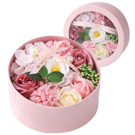 Bouquet de fleurs de savon parfumées dans une boîte décorative, BUK25R