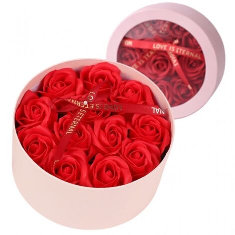 Bouquet de fleurs de savon parfumées dans une boîte décorative, roses rouges BUK26CZE