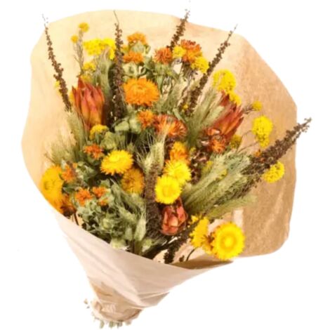 Bouquet de Fleurs séchées Prestige Mix Jaune Orange 50 cm