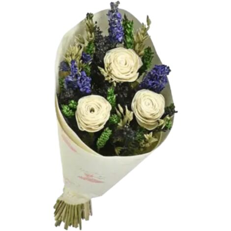 Bouquet de fleurs séchées Vert Bleu 50 cm