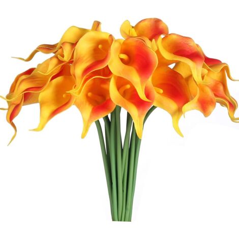 Bouquet de mariage de 20 lys callas artificiels blancs.