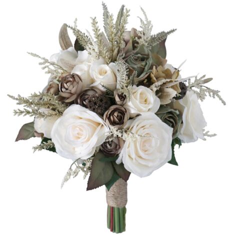 Bouquet de mariée vintage de style européen, ornement de fleur artificielle en soie à main, accessoire de photographie pour mariage, fiançailles et fête