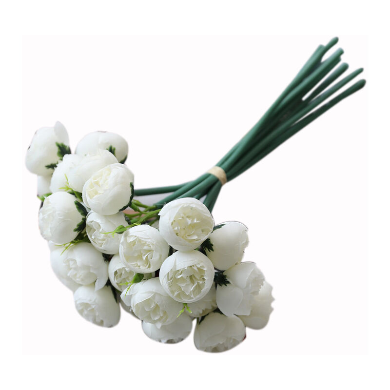 Bouquet de Roses de Thé En Plastique Blanc Fausse Lafite Fleurs de Mariage à Porter Décoration de Arrangement de Photographie Fleurs Artificielles