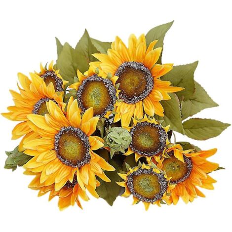 Bouquet de tournesols artificiels pour la maison, un mariage ou un banquet - Décoration florale jaune de style rétro européen