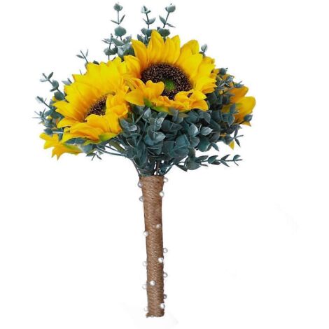 Bouquet de tournesols artificiels pour mariage, simulation, ornements floraux décoratifs