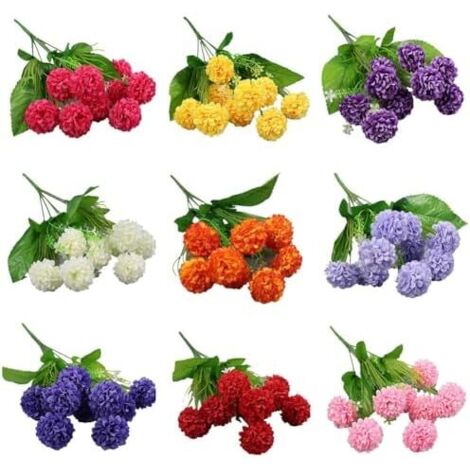 Bouquet d'hortensia artificiel, 9 têtes de fleurs en soie avec feuilles pour décoration mariage, maison, fête, 38 cm -