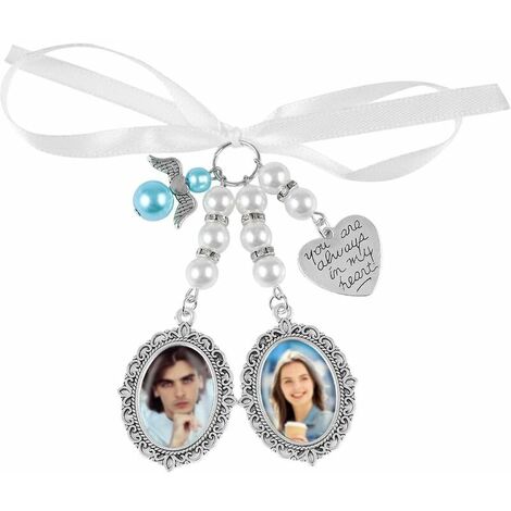 Bouquet Photo Charme Bouquet De Mariée Charme Pendentifs Commémoratifs De Mariage Avec Cabochons En Verre Ovale Mémoire Personnalisée Photo Souvenir Cadre Photo - Lacy