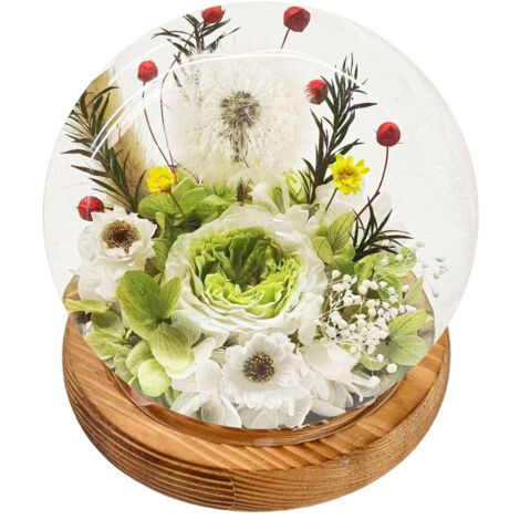 Bouquet roses artificielles sous cloche lumineuse, décoration romantique chambre/salon, coffret luxe
