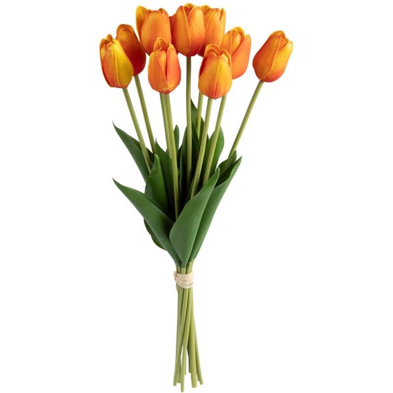 Atmosphera - Bouquet 10 tulipes artificielles James orange H48cm créateur d'intérieur