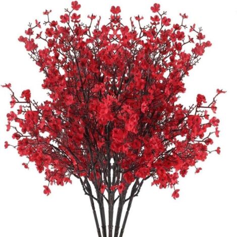 Bouquets artificiels de gypsophile rouge en soie – Lot de 4, décoration intérieure et mariage, haute qualité, sans marque