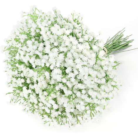 Bouquets de gypsophile artificielle (15 pièces) au toucher réaliste, parfaits pour la confection de couronnes et la décoration de mariages et d'intérieurs.