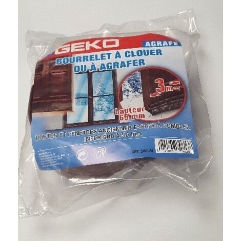 Bourrelet à clouer ou agrafer en PVC marron 65mm x 3m – Isolation efficace pour portes et fenêtres – Fixation facile et durable – Geko