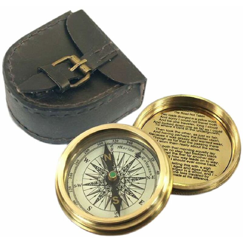 Boussole cadran solaire en laiton ornementale Robert Frost