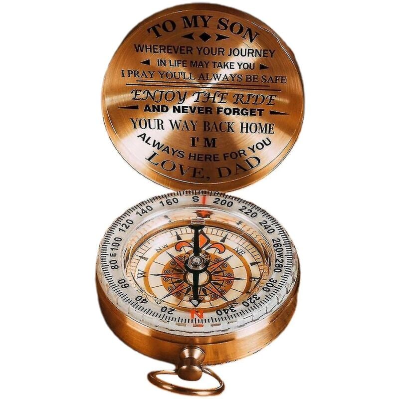 Boussole en cuivre Cadeau de Noël pour fils, boussole de style vintage pour le voyage et l'aventure de la vie