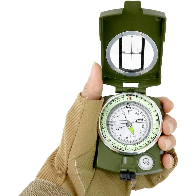Boussole militaire multifonctionnelle, boussole de randonnée avec étui de transport, boussole de navigation professionnelle étanche et extensible