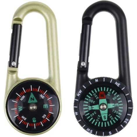 CENPEK Lot de 4 Porte-clés de Sport en Plein air avec Mousqueton, Boussole, thermomètre, Mini Outil de Survie Multifonctionnel pour Sports de Plein