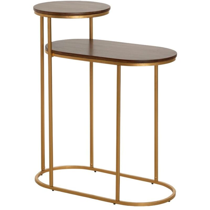 Bout de canapé en métal et bois de manguier Léon