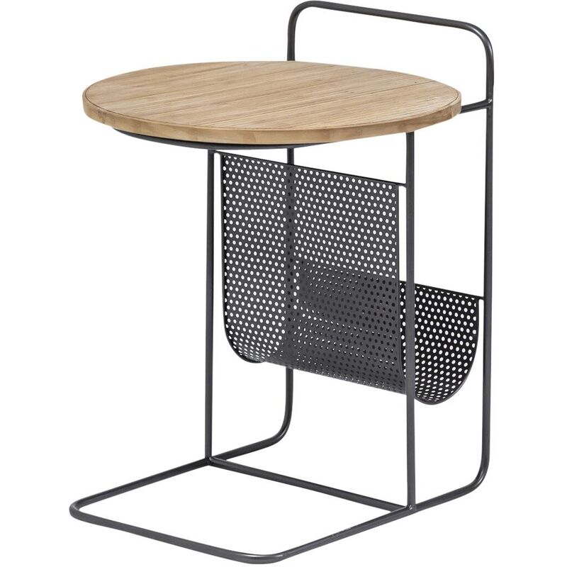 Made In Meubles - Bout de canapé en bois de sapin et métal Denise