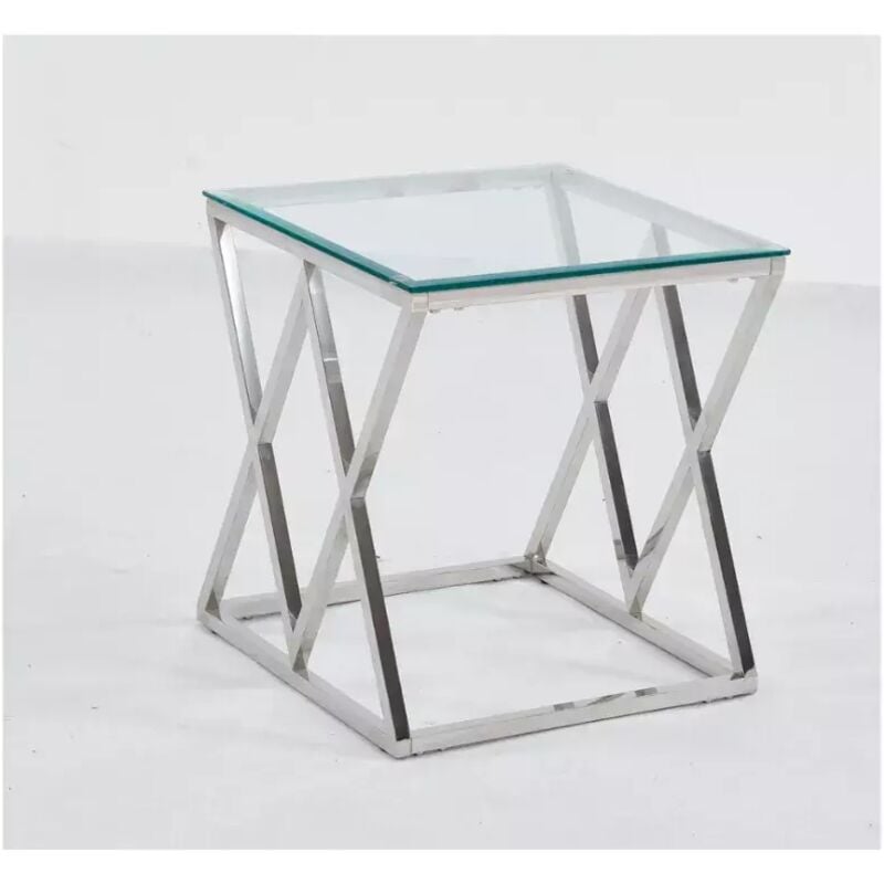 Guéridon triangle Chrome 50x50 H55 cm