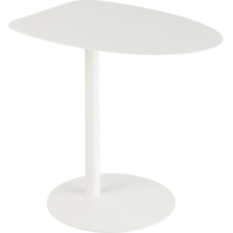 Bout de canapé blanche en métal design moderne épuré - Blanc pur mat