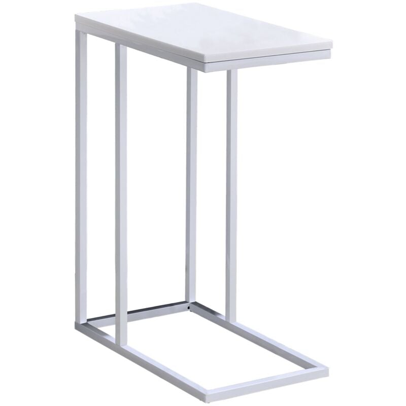 Table d'appoint rectangulaire debora, en métal blanc et décor blanc mat