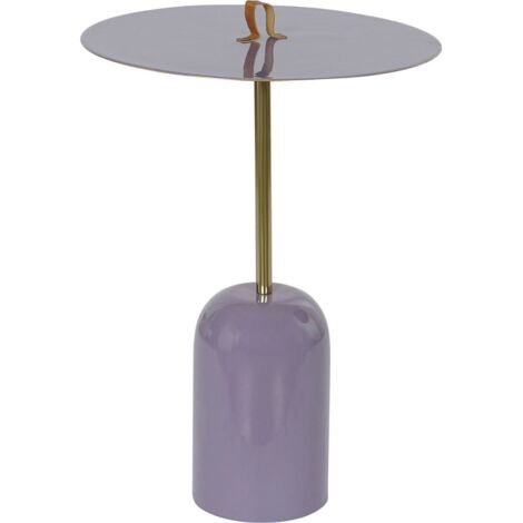 Bout de canapé design lilas en cuir et fer élégant - Lilas pastel raffiné