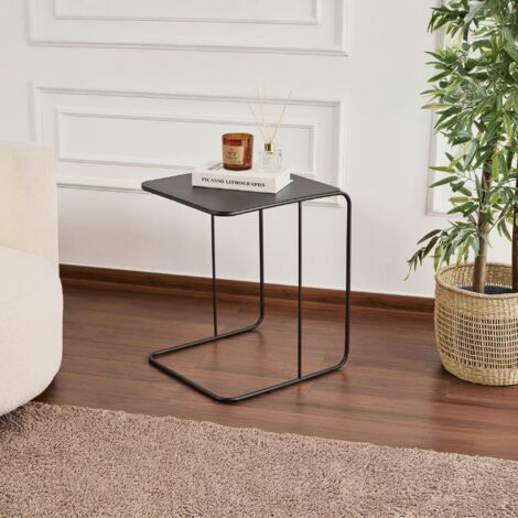 Bout de canapé design métal noir – plateau carré moderne SFAX
